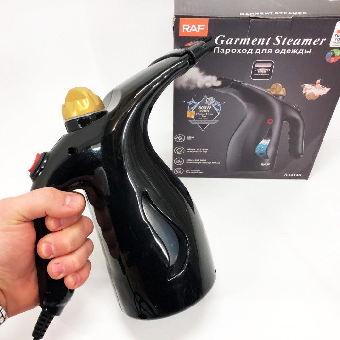 Ручний вертикальний відпарювач RAF R.1313B для одягу з мірною чашею для води на 1000 Вт