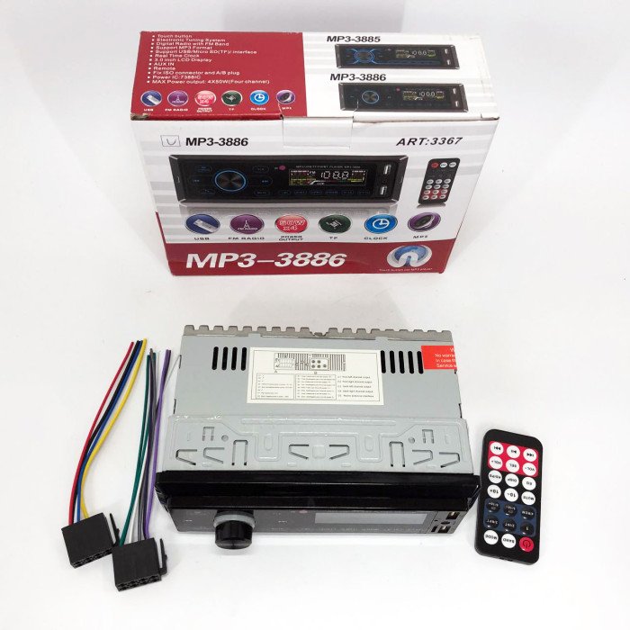 Автомагнітола з сенсорним дисплеєм MP3 3886 ISO 1DIN багатофункціональна, Мультимедіа для автомобіля