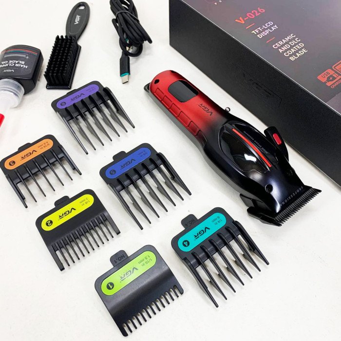 Акумуляторна машинка для стрижки VGR V-026 RED. Колір: червоний