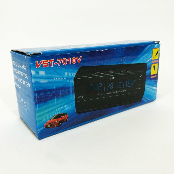 Автомобільний годинник з термометром та вольтметром VST-7010V
