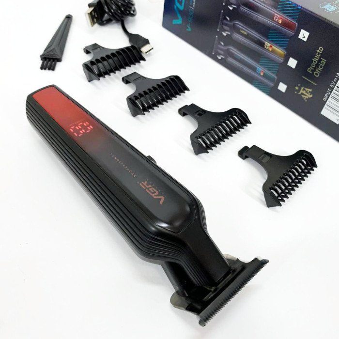 Професійний триммер для бороди та вусів з керамікою VGR V-930 насадки 1-7 мм. Колір: червоний