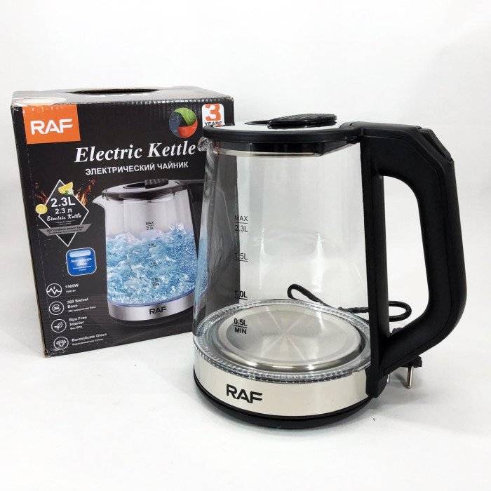 Електричний скляний чайник RAF R.7846, 2.3 л, 2000 Вт
