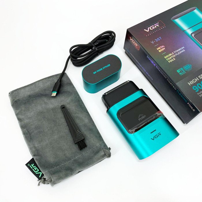 Електробритва-шейвер для бороди та обличчя VGR V-307 GREEN металевий корпус