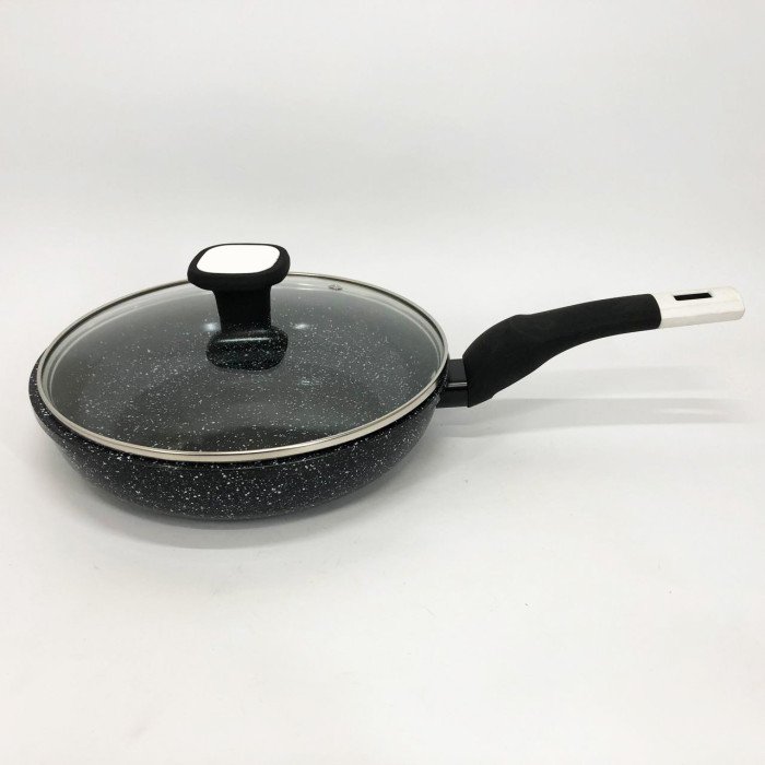 Сковорода UNIQUE UN-5114 22 см із кришкою граніт світлий багатошарове покриття