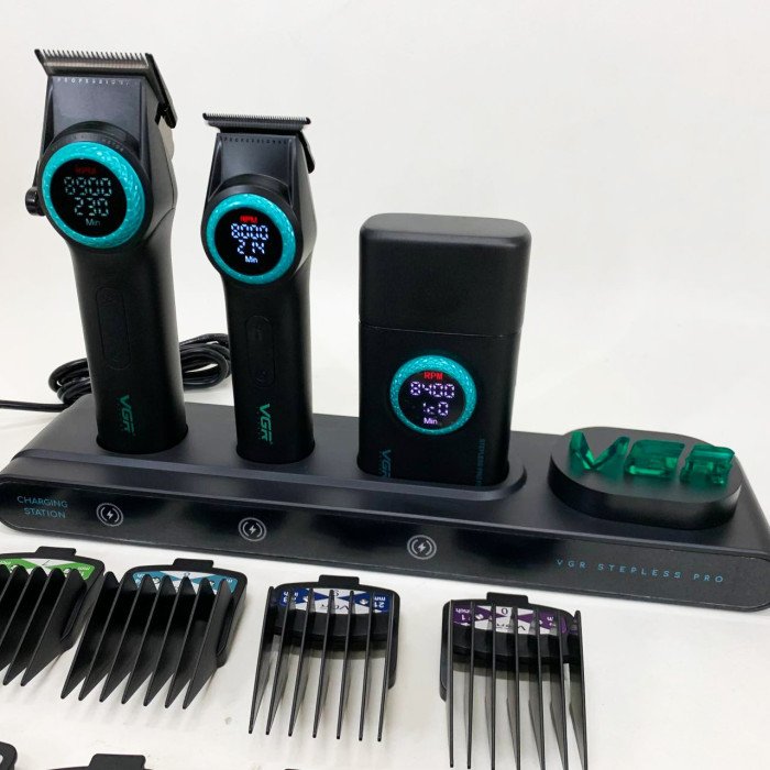 Професійний набір для барберів VGR Stepless Pro 3 in 1 BLACK