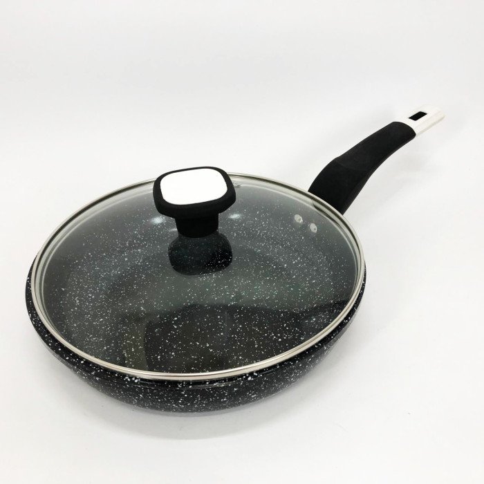 Сковорода UNIQUE UN-5114 22 см із кришкою граніт світлий багатошарове покриття