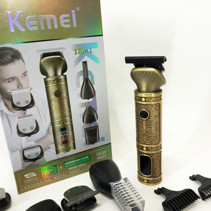 Тример 18 в 1 Kemei KM-2313, Універсальний триммер для чоловіків хороші машинки для стрижки волосся для дому