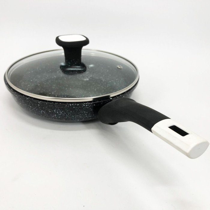 Сковорода UNIQUE UN-5114 22 см із кришкою граніт світлий багатошарове покриття