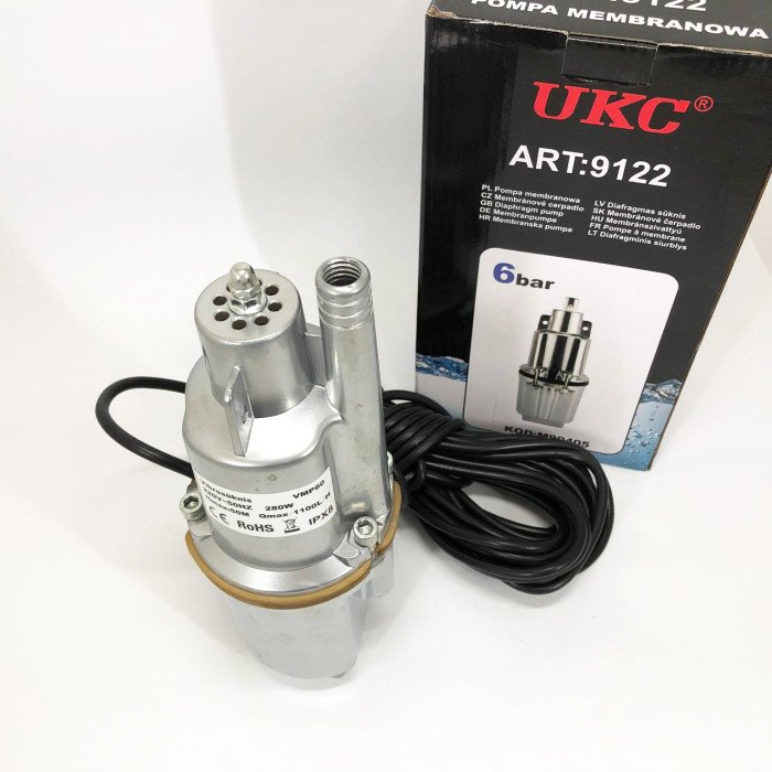 Насос вібраційний 0.25кВт, H 75м, Q 18л/хв, Ø100мм, 10м кабелю, верхній забір