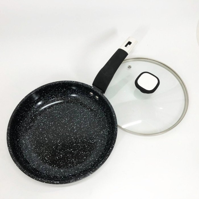 Сковорода UNIQUE UN-5114 22 см із кришкою граніт світлий багатошарове покриття