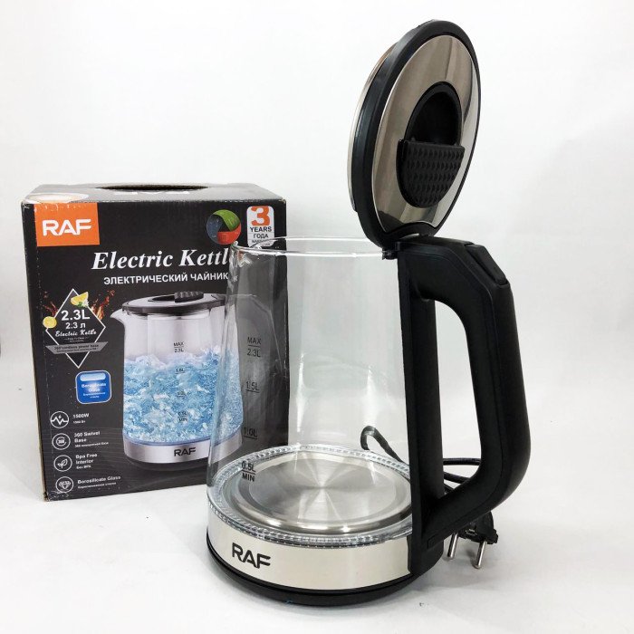Електричний скляний чайник RAF R.7846, 2.3 л, 2000 Вт