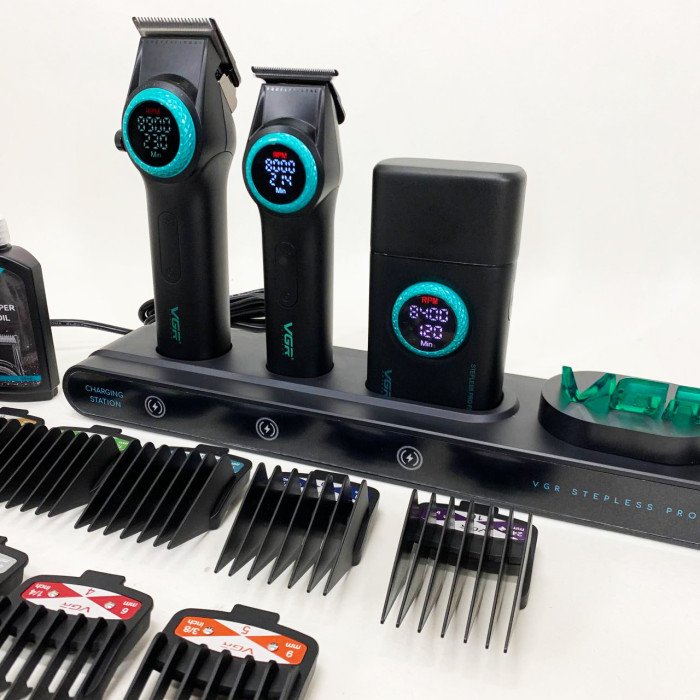 Професійний набір для барберів VGR Stepless Pro 3 in 1 BLACK