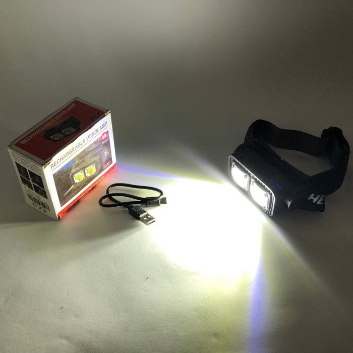 Ліхтар налобний K372-2COB з датчиком руху, Світлодіодний ліхтар на лоб, Ліхтарик на голову із зарядкою