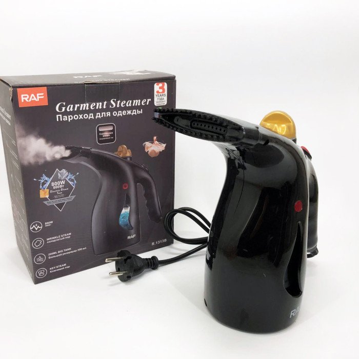 Ручний вертикальний відпарювач RAF R.1313B для одягу з мірною чашею для води на 1000 Вт