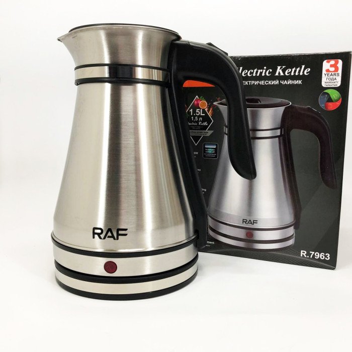 Електричний чайник-турка RAF R.7963 1.5 л, 1500 Вт, нержавіюча сталь, швидке кип'ятіння, автоматичне вимкнення