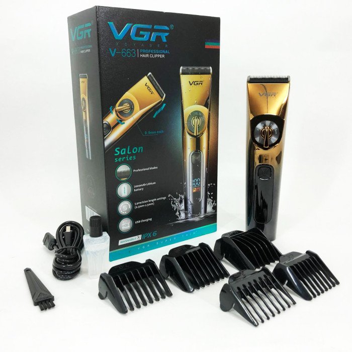 Професійна бездротова машинка для стрижки VGR V-663 тример для волосся, бороди та вусів
