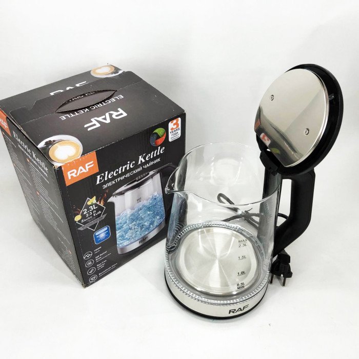 Електричний скляний чайник RAF R.7846, 2.3 л, 2000 Вт
