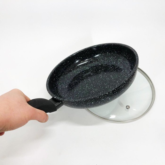 Сковорода UNIQUE UN-5114 22 см із кришкою граніт світлий багатошарове покриття