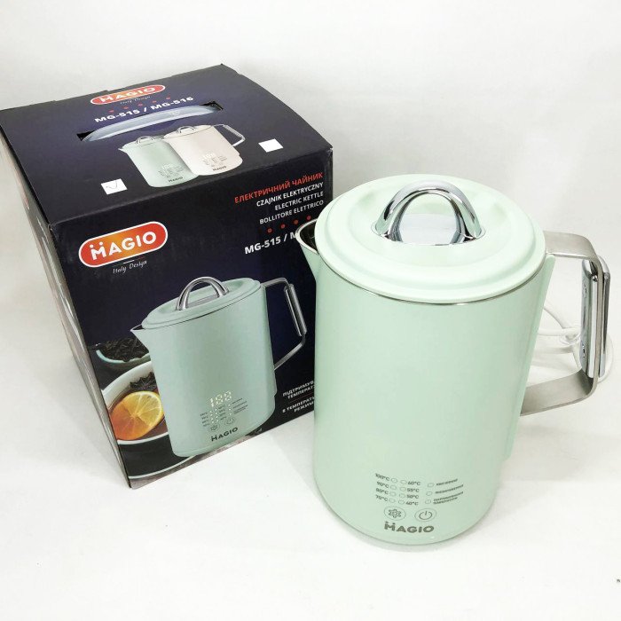 Електрочайник Magio MG-515, 1.5 л, 1500 Вт, з подвійними стінками та регулюванням температури