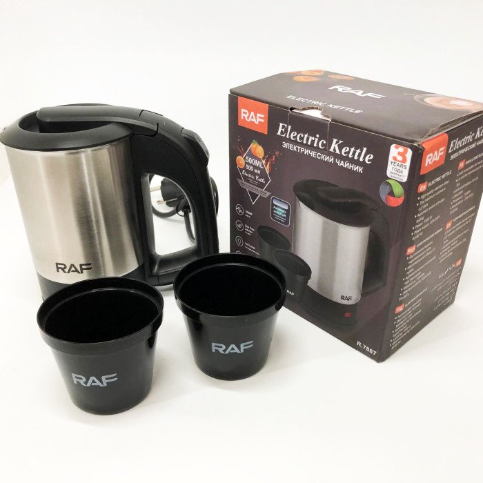 Електрочайник від 220В компактний RAF R-7887 із двома чашками в комплекті