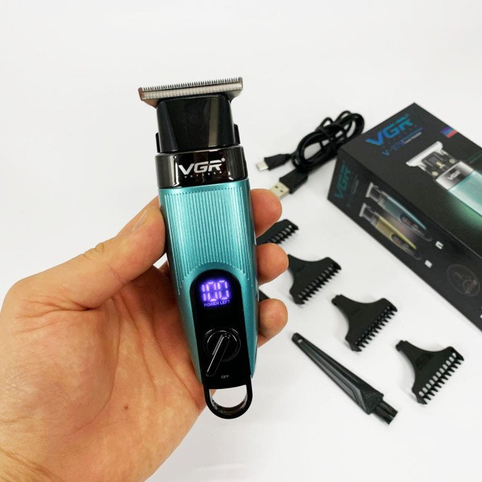 Машинка для стрижки волосся VGR V-975 тример для бороди та вусів. Колір: зелений