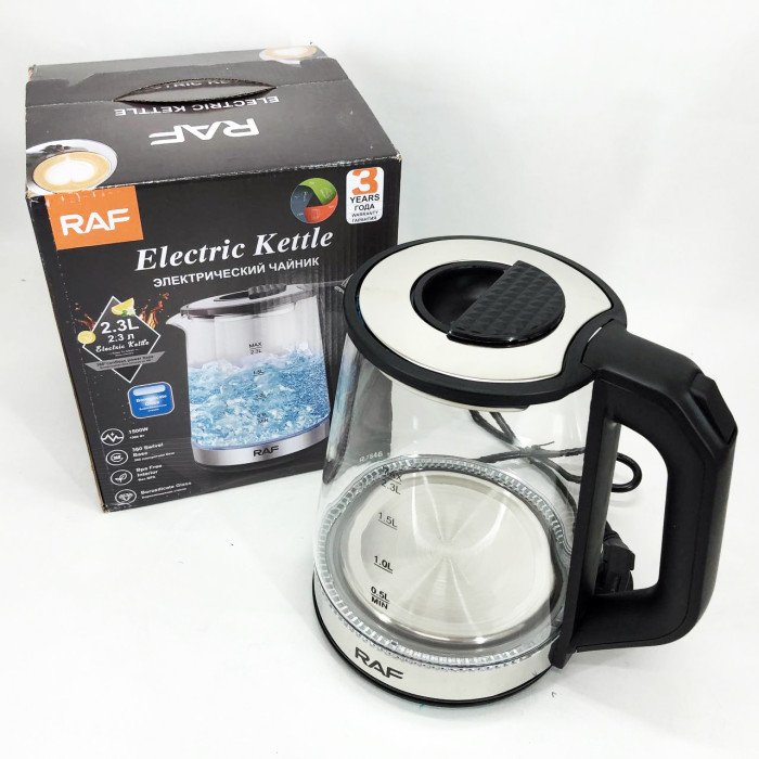 Електричний скляний чайник RAF R.7846, 2.3 л, 2000 Вт