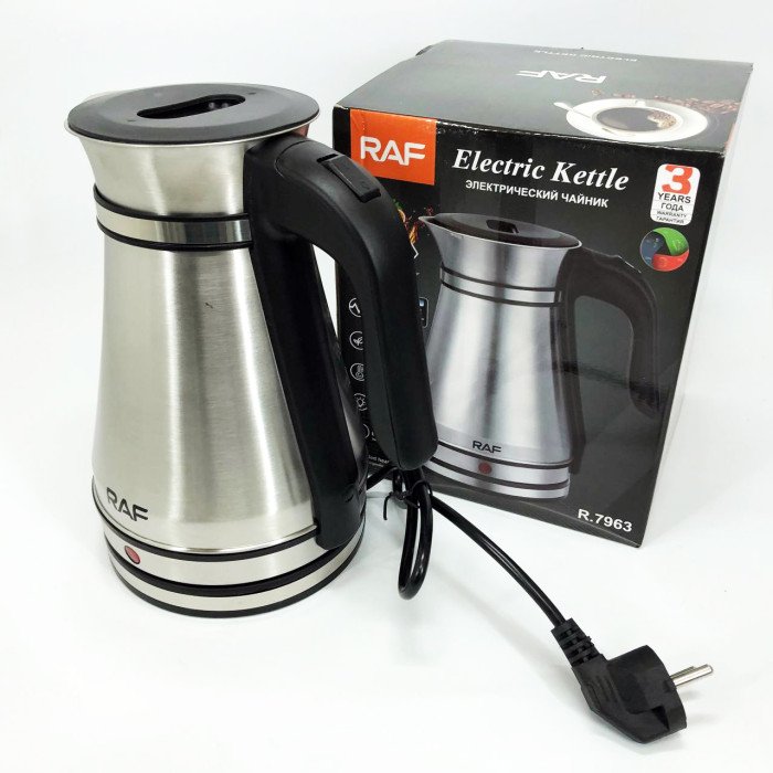 Електричний чайник-турка RAF R.7963 1.5 л, 1500 Вт, нержавіюча сталь, швидке кип'ятіння, автоматичне вимкнення