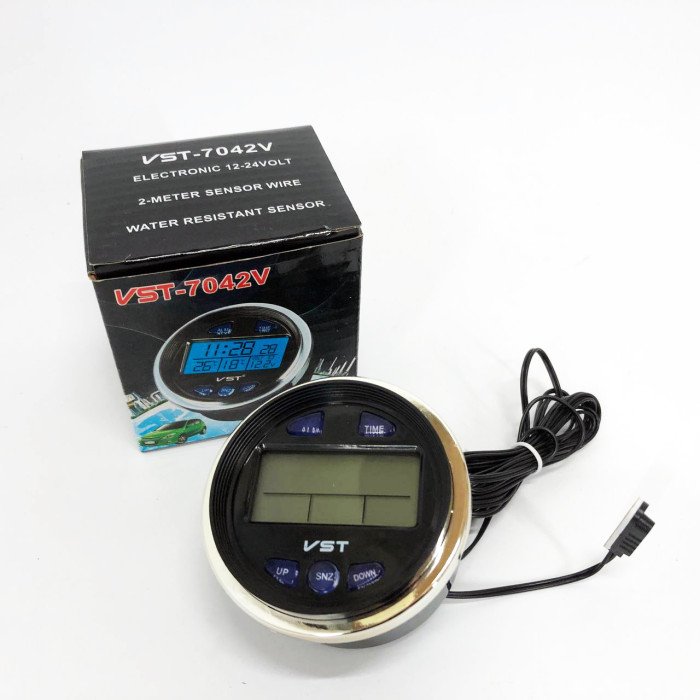 Годинник з термометром VST-7042V з блакитним підсвічуванням