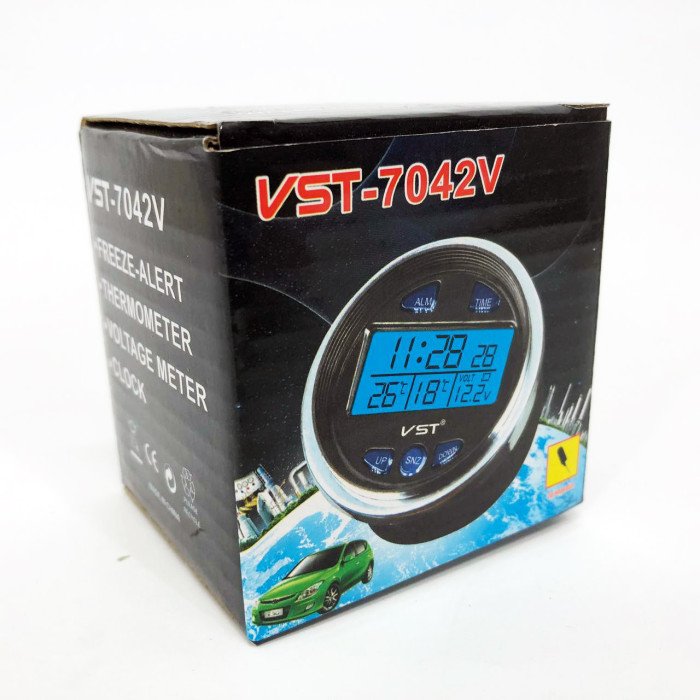 Годинник з термометром VST-7042V з блакитним підсвічуванням