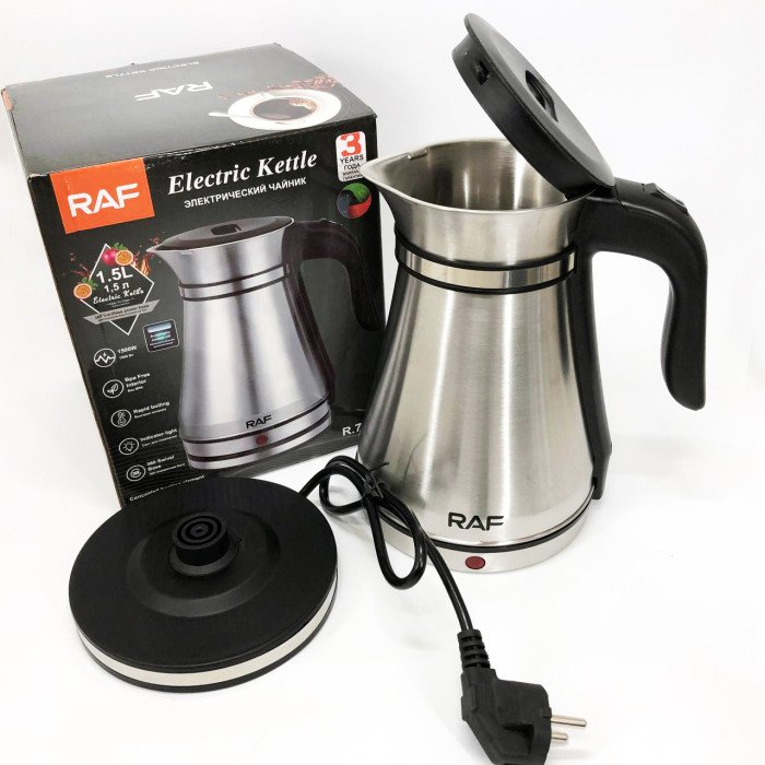 Електричний чайник-турка RAF R.7963 1.5 л, 1500 Вт, нержавіюча сталь, швидке кип'ятіння, автоматичне вимкнення