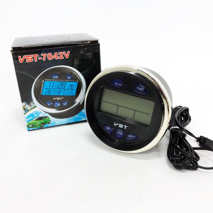 Годинник з термометром VST-7042V з блакитним підсвічуванням