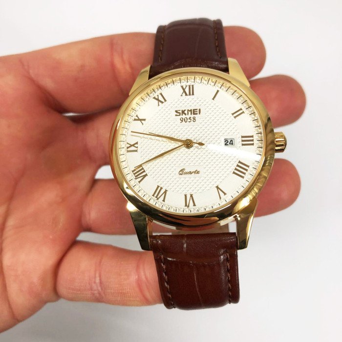 Годинник наручний чоловічий SKMEI 9058LGDWTBN-B, чоловічий круглий наручний годинник, якісний чоловічий годинник