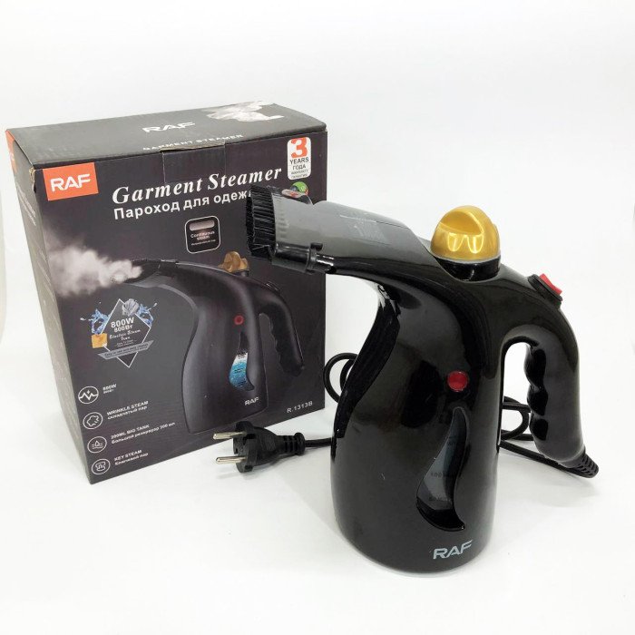 Ручний вертикальний відпарювач RAF R.1313B для одягу з мірною чашею для води на 1000 Вт