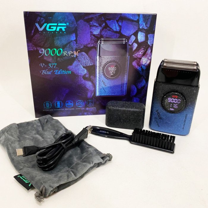 Електробритва VGR V-377 BLUE шейвер, Електрична акумуляторна бритва для гоління, шейвер чоловічий