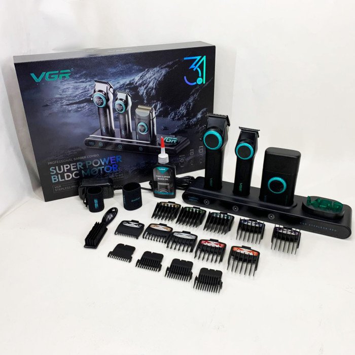 Професійний набір для барберів VGR Stepless Pro 3 in 1 BLACK