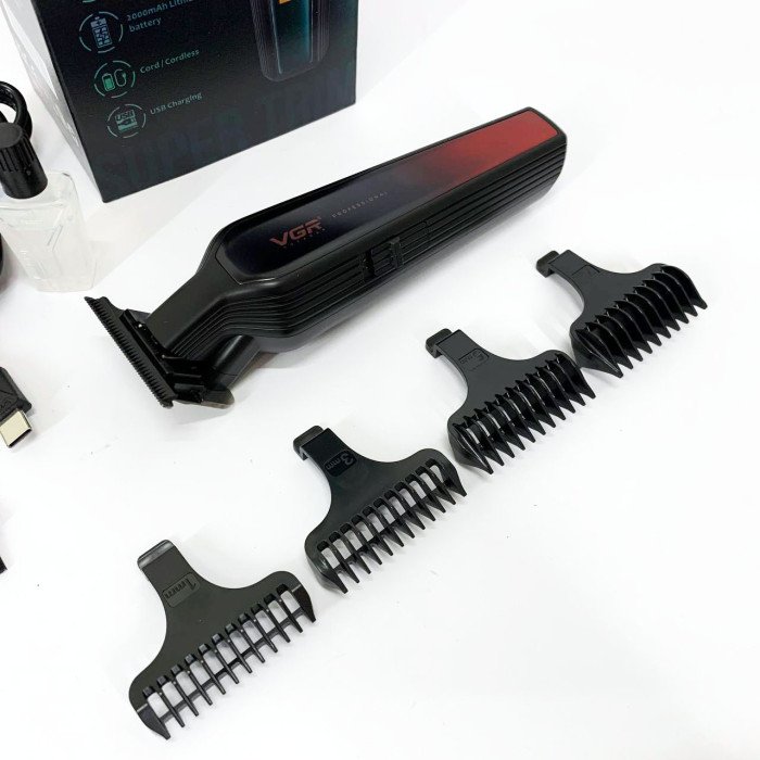 Професійний триммер для бороди та вусів з керамікою VGR V-930 насадки 1-7 мм. Колір: червоний