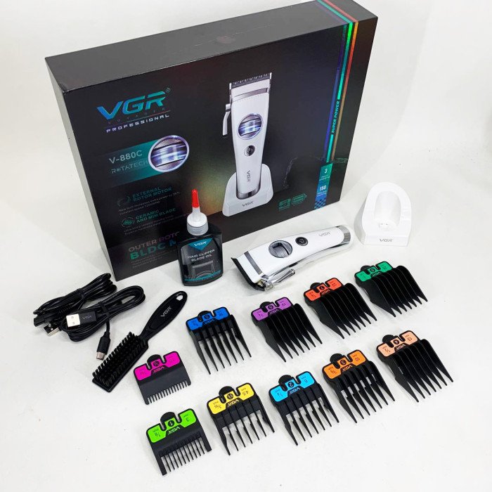 Акумуляторна машинка для стрижки VGR V-880C. Колір: білий