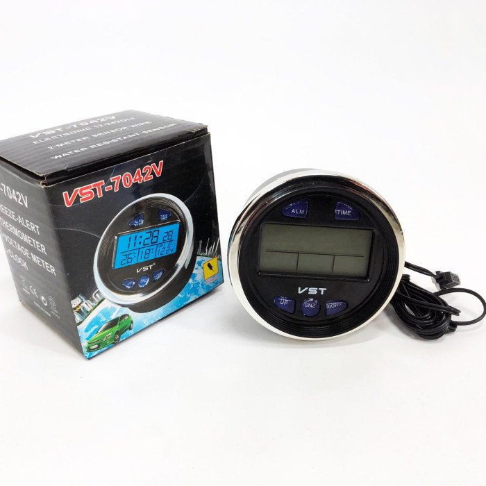Годинник з термометром VST-7042V з блакитним підсвічуванням