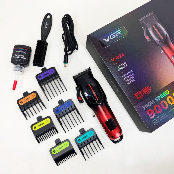 Акумуляторна машинка для стрижки VGR V-026 RED. Колір: червоний