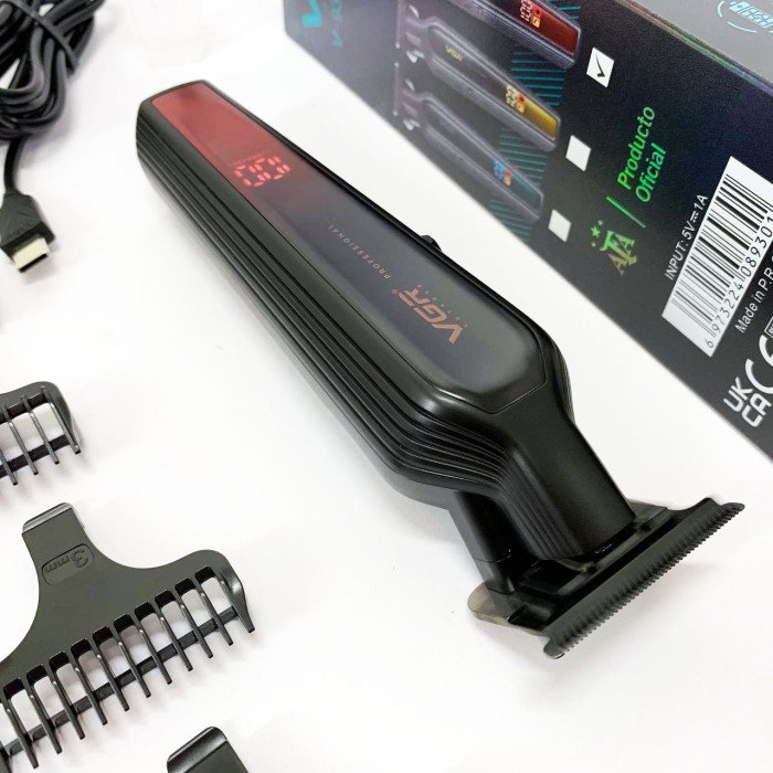 Професійний триммер для бороди та вусів з керамікою VGR V-930 насадки 1-7 мм. Колір: червоний