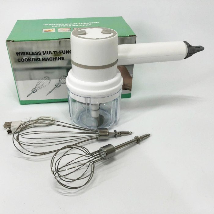 Ручний бездротовий міксер-подрібнювач 2 в 1. Колір: білий