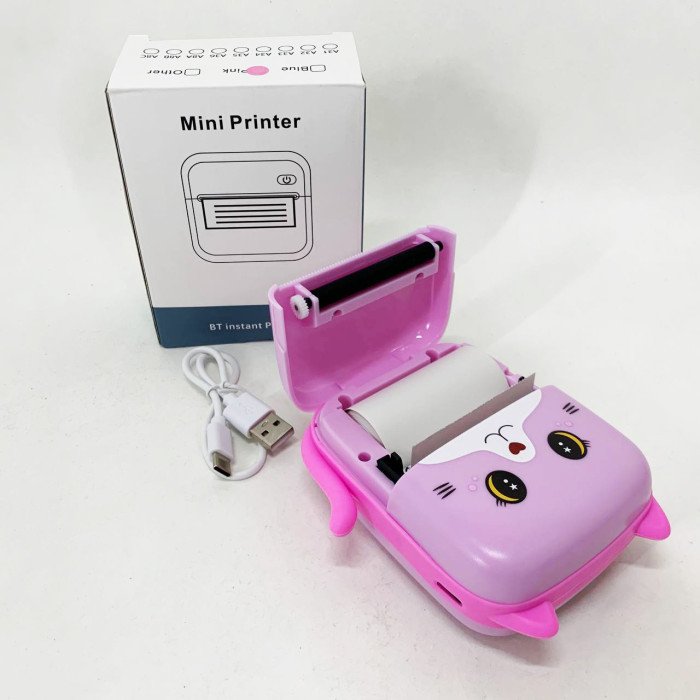 Портативний дитячий термопринтер з Bluetooth A8 Cat міні принтер для телефону Pink