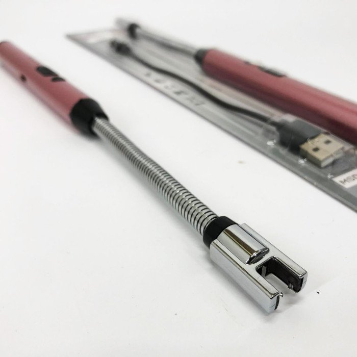 Запальничка електрична BBQ Lighter імпульсна плазмова вітрозахисна USB рожева запальничка