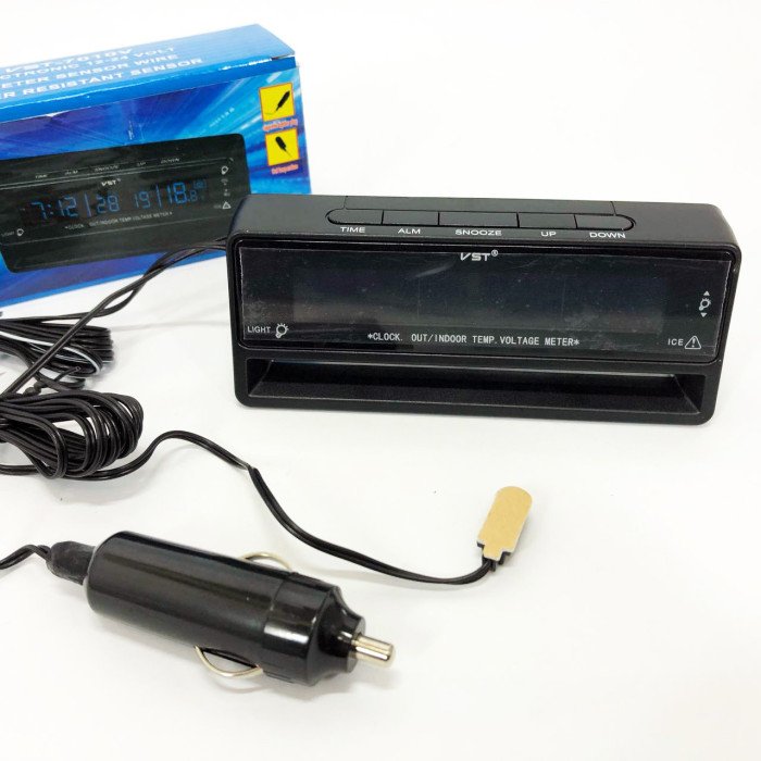 Автомобільний годинник з термометром та вольтметром VST-7010V