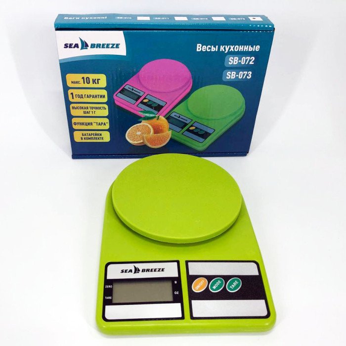 Ваги кухонні SeaBreeze SB-073, Електричні кухонні ваги, Точні кухонні ваги. Колір: зелений