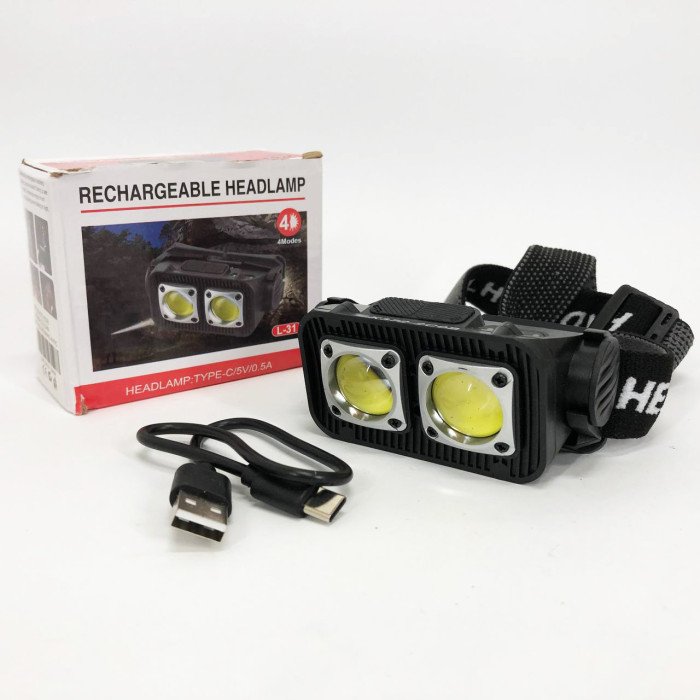 Ліхтар налобний K372-2COB з датчиком руху, Світлодіодний ліхтар на лоб, Ліхтарик на голову із зарядкою