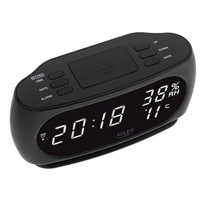 Настільний годинник-будильник Adler AD 1186 Black