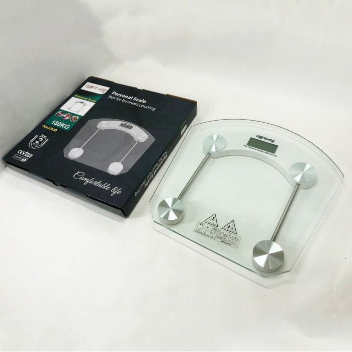 Ваги підлогові Rainberg RB-2003B на 180 кг скляні, побутові ваги підлогові, електронні ваги підлогові