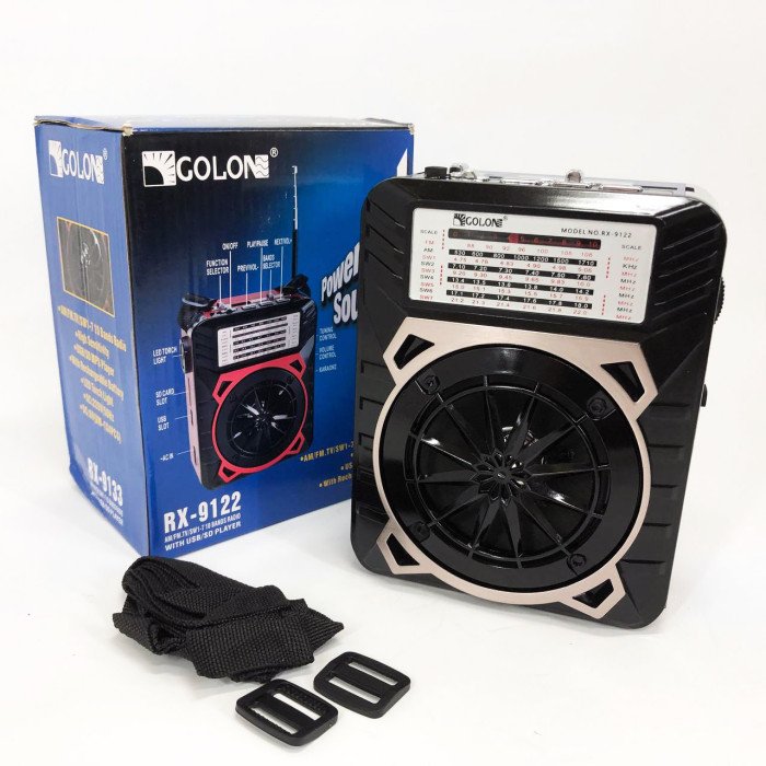 Радіоприймач GOLON RX-9122 портативна колонка всехвильове переносне радіо FM ліхтар LED. Колір: синій