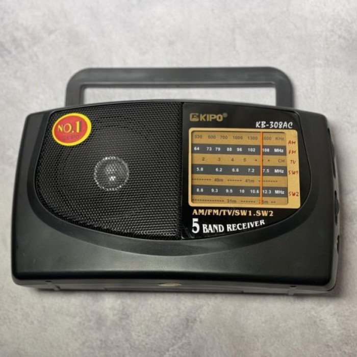 Радіоприймач KIPO KB-308AC - потужний 5-ти хвильовий фм Радіоприймач fm діапазону, Приймач фм радіо
